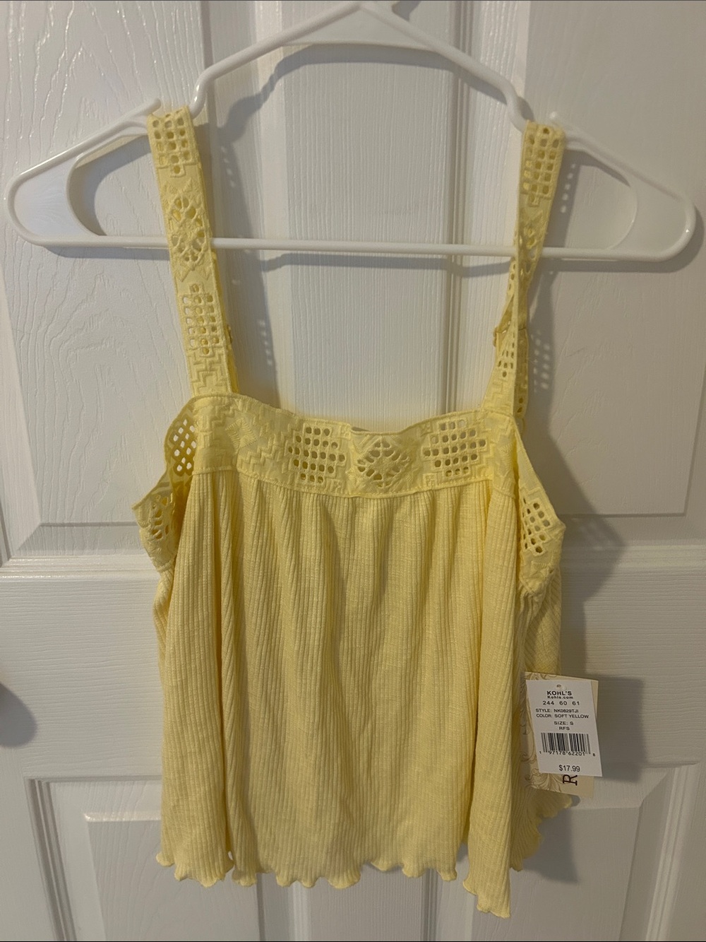 Kohl's Soft Yellow Ribbed Tank Top